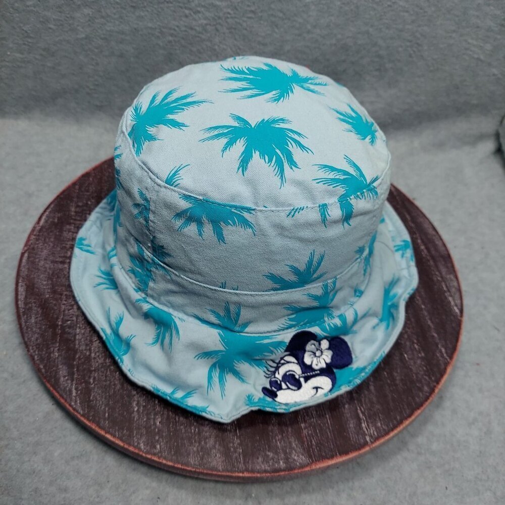 Disney Minnie Mouse Palm Tree Print Bucket Hat Adult Small Discoloring on Top